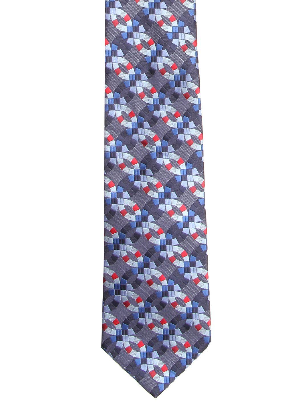 calvadoss men blue & white woven design broad tie