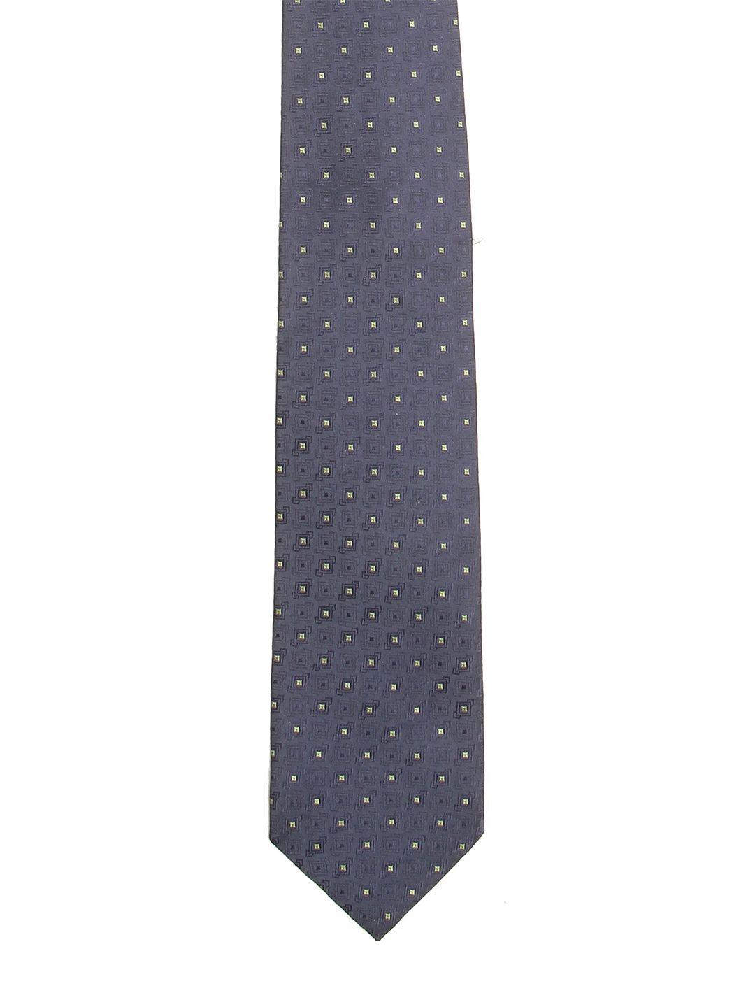 calvadoss men blue & yellow woven design broad tie