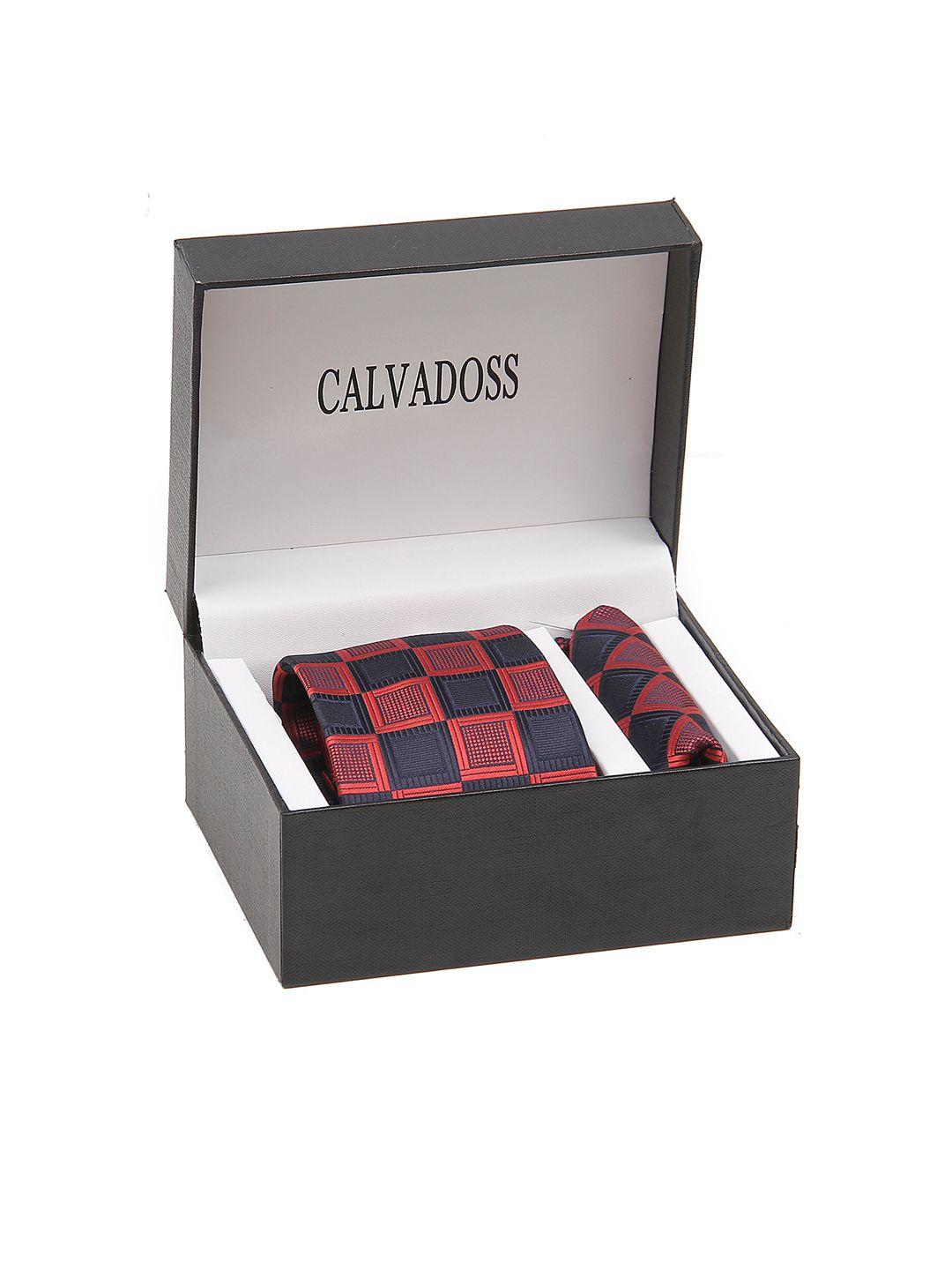 calvadoss men checked accessory gift set