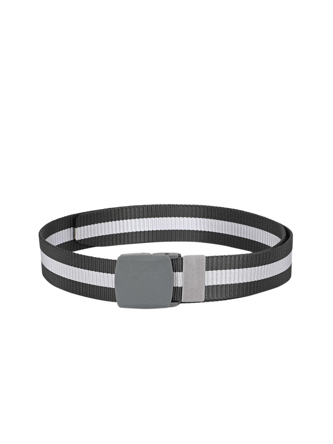 calvadoss men grey & white striped belt