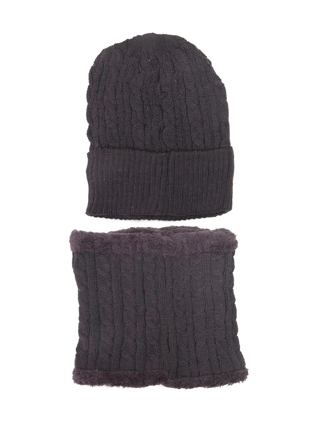 calvadoss men pack of 2 self design acrylic beanie with neck warmer scarf