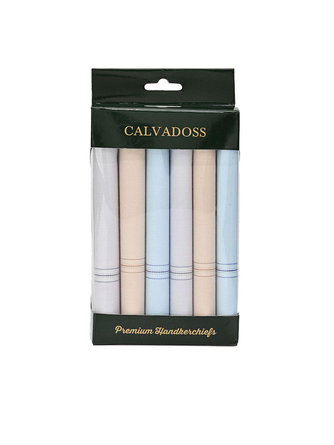calvadoss men pack of blue 6 solid ultra premium handkerchiefs