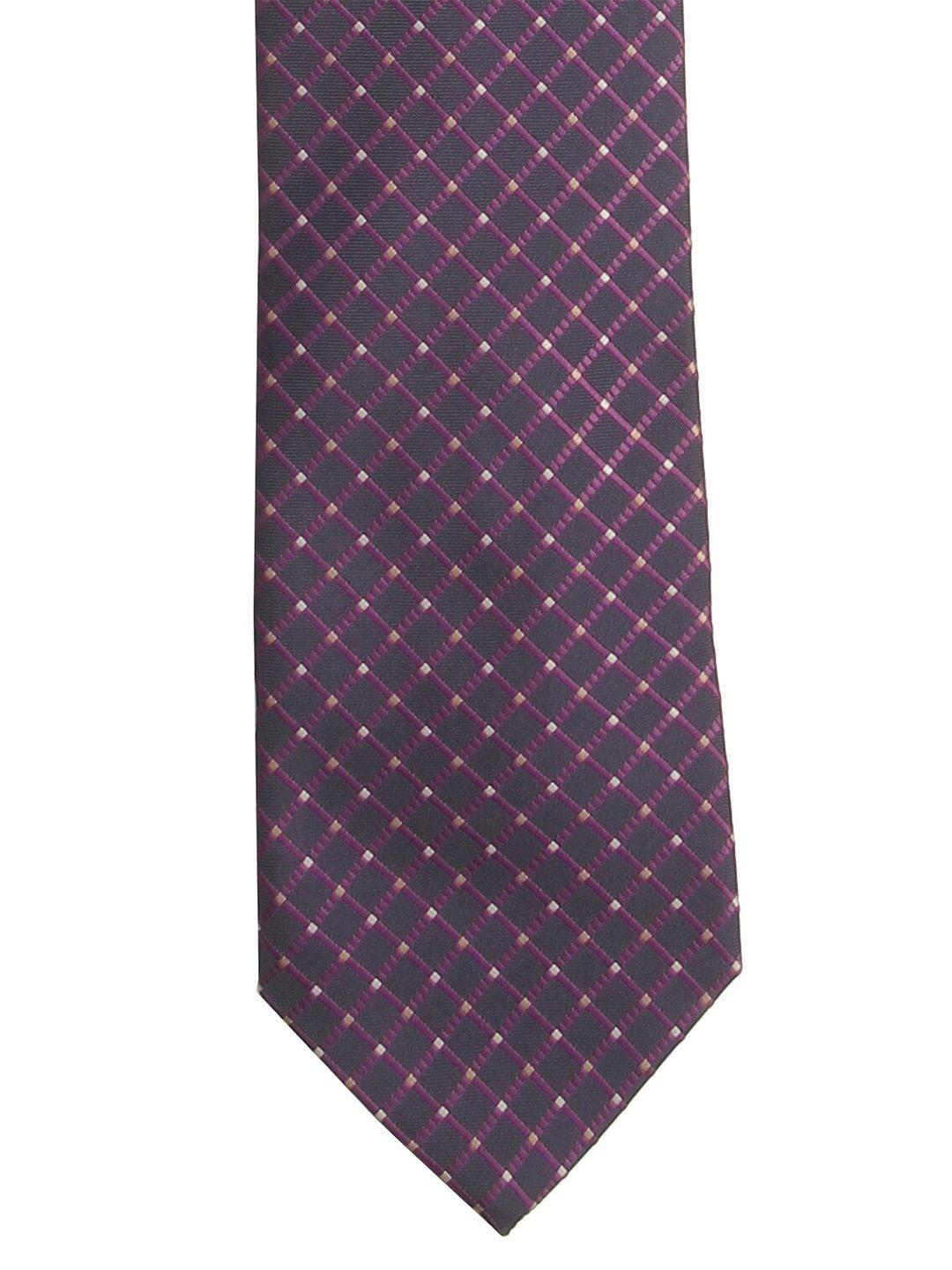 calvadoss men purple & black checked broad tie