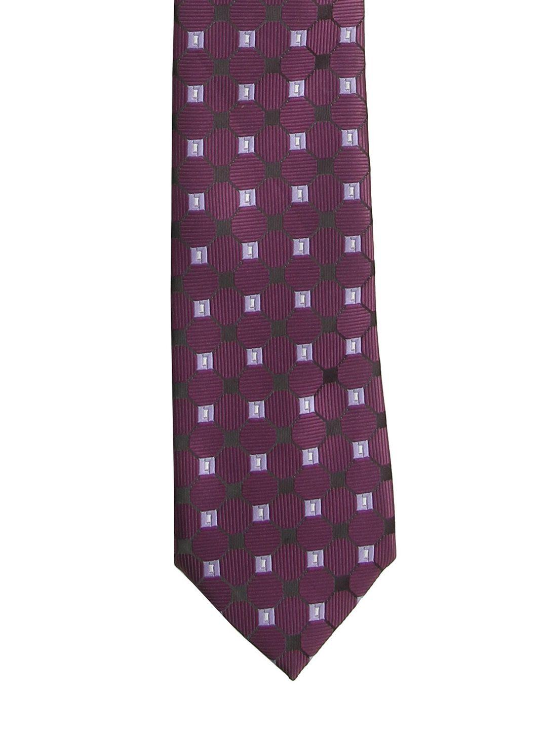 calvadoss men purple & black woven design broad tie