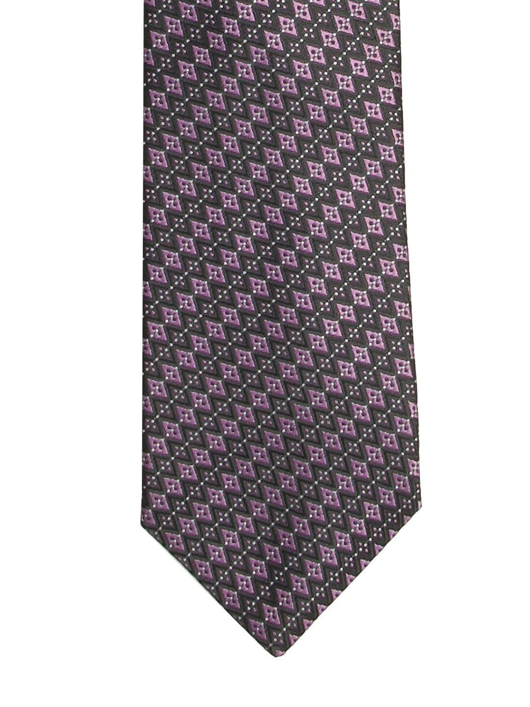 calvadoss men purple & cream-coloured woven design broad tie