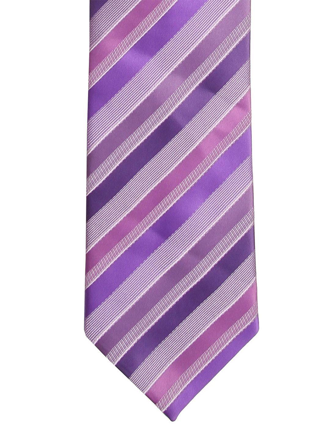calvadoss men purple & pink striped broad tie