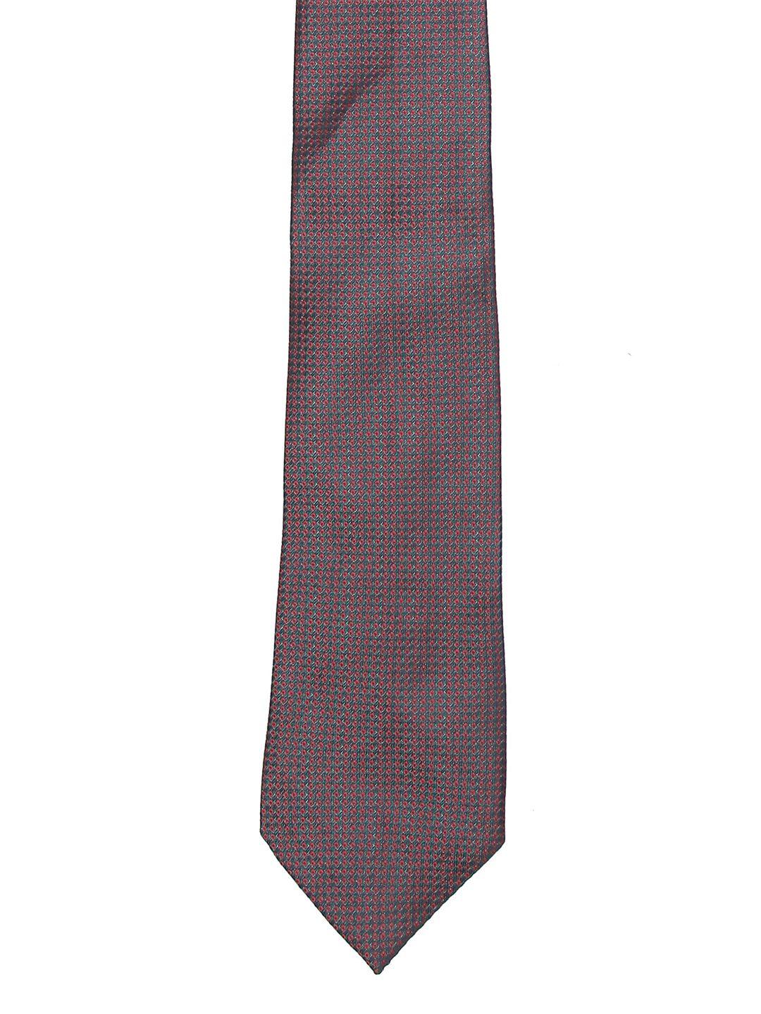 calvadoss men red & black woven design broad tie