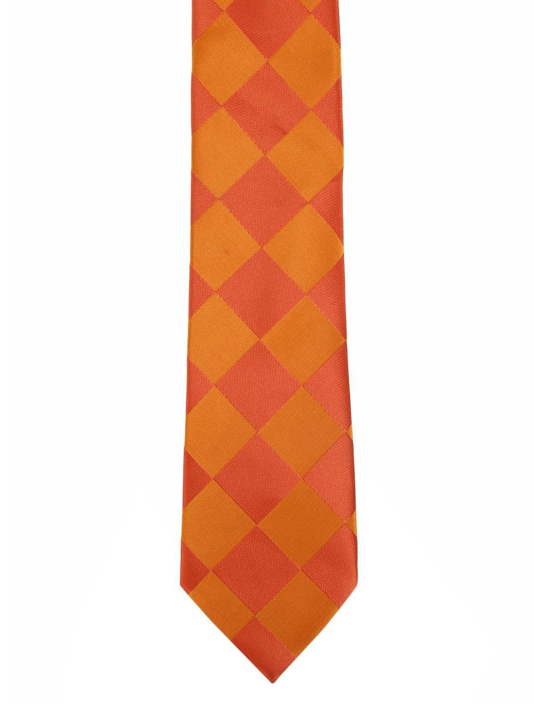 calvadoss orange checked broad tie