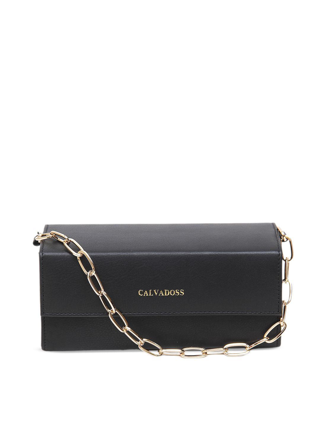 calvadoss textured leather structured sling bag