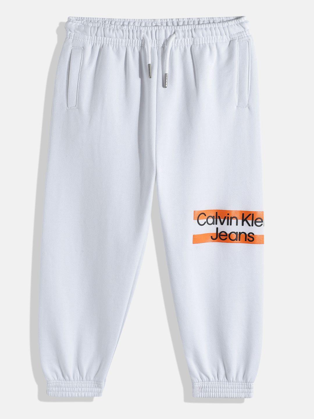 calvin klein boys brand logo print pure cotton joggers