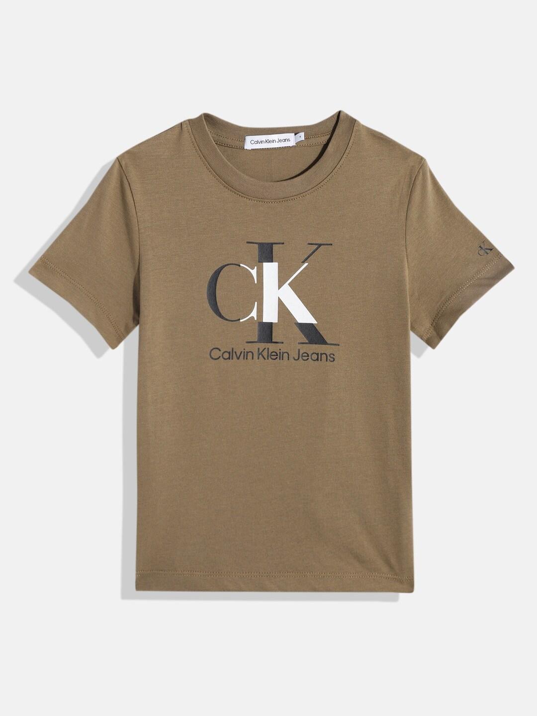 calvin klein boys brand logo printed organic cotton t-shirt