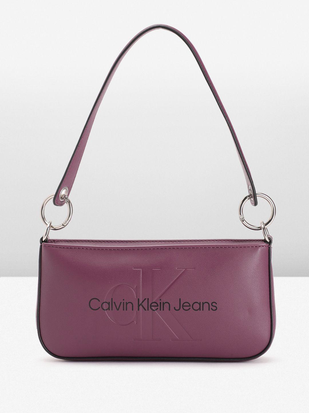 calvin klein brand logo printed structured shoulder bag