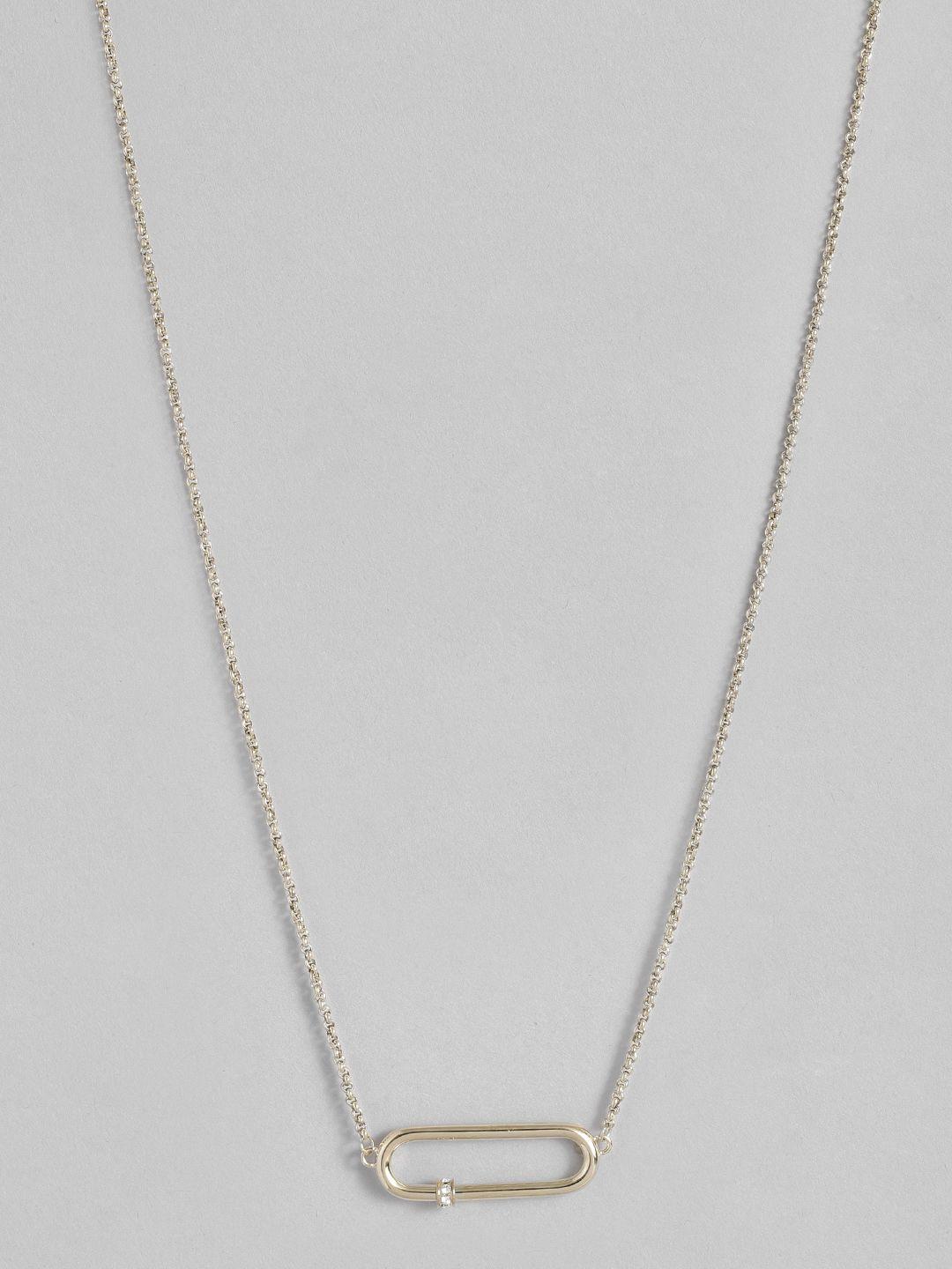 calvin klein elongated oval crystal studded necklace