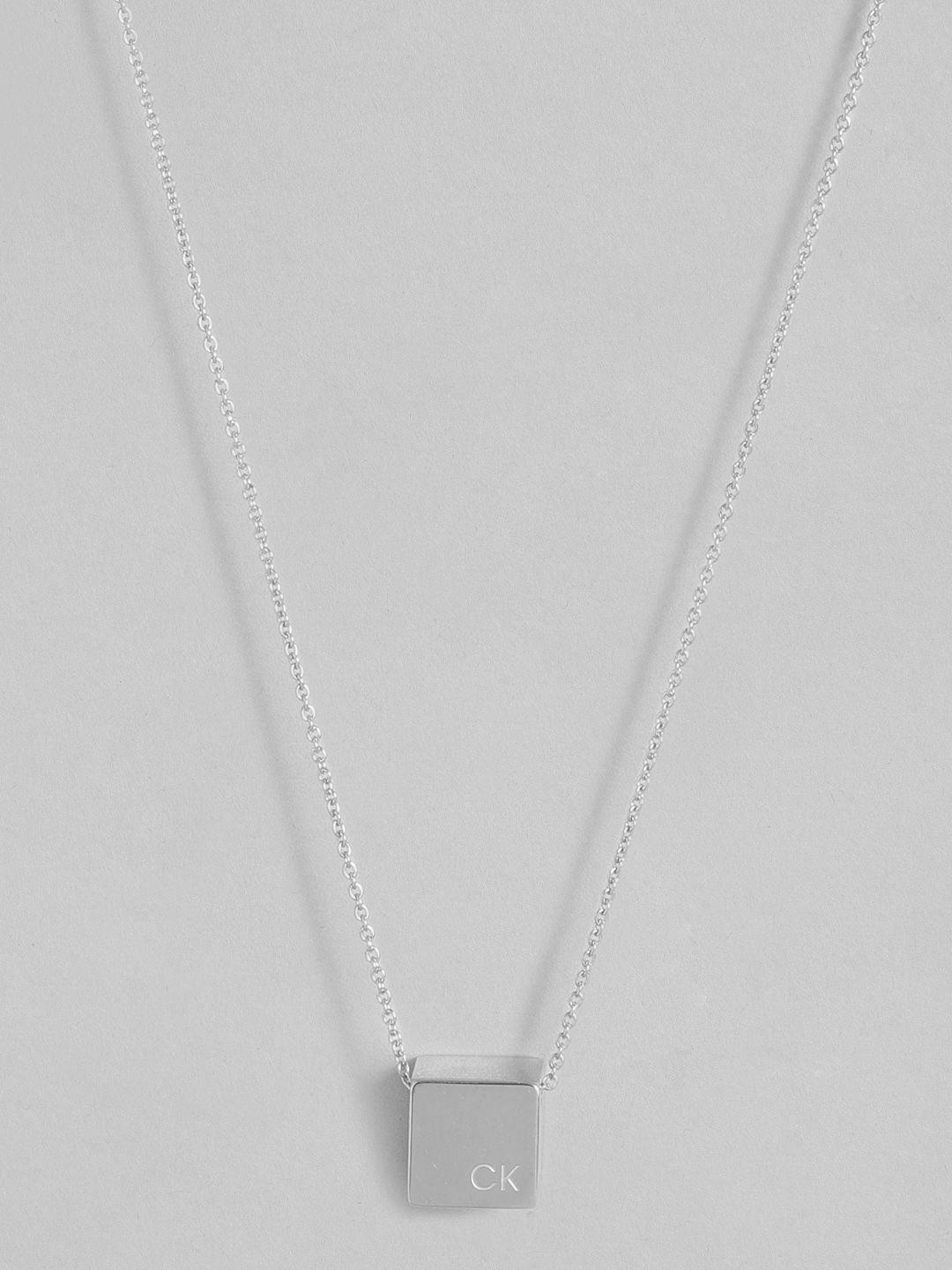calvin klein geometric stainless steel pendant with chain