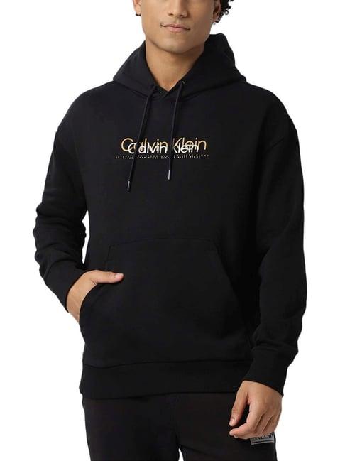 calvin klein jeans black logo comfort fit hoodie