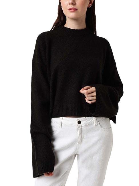 calvin klein jeans black logo relaxed fit sweater