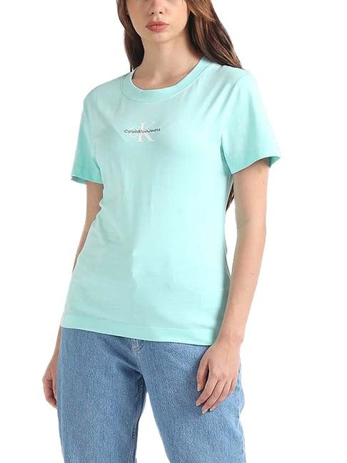calvin klein jeans blue tint logo slim fit t-shirt