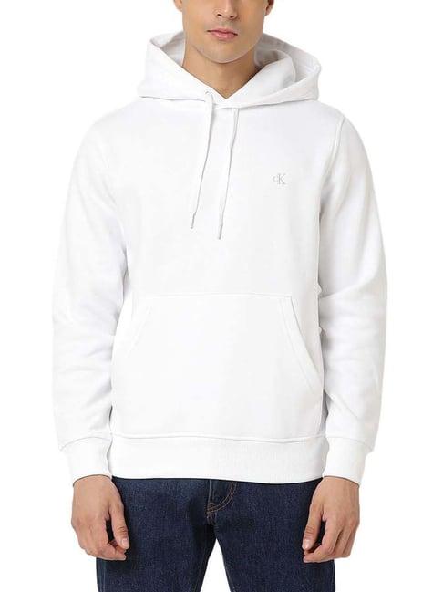 calvin klein jeans bright white regular fit hoodie