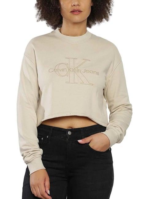calvin klein jeans classic beige embroidery regular fit sweatshirt