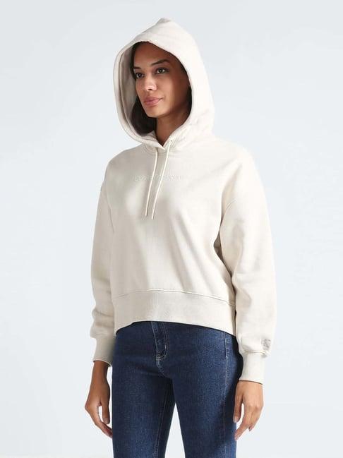 calvin klein jeans eggshell logo regular fit hoodie