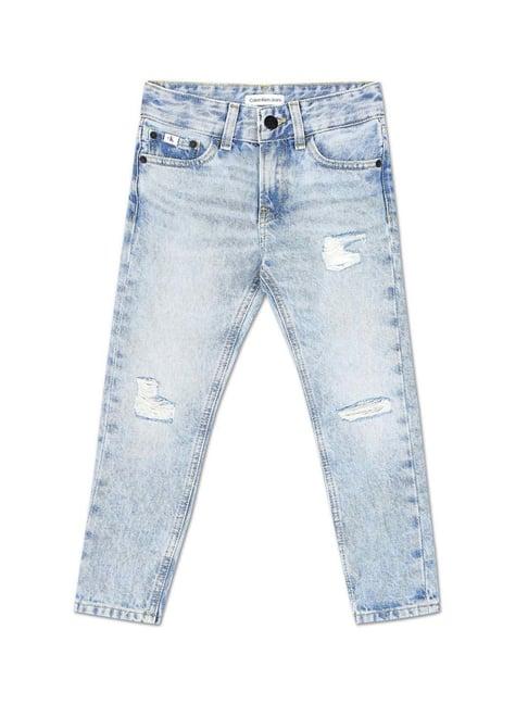 calvin klein jeans kids chalky blue cotton washed jeans