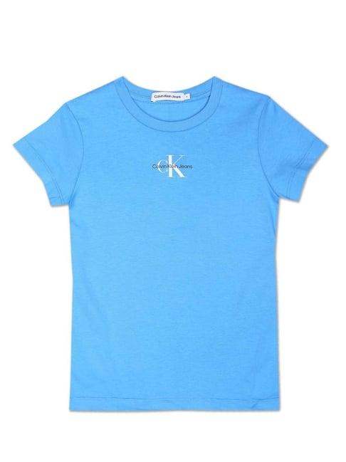 calvin klein jeans kids crush blue cotton regular fit t-shirt