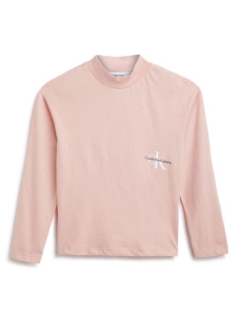 calvin klein jeans kids pink logo regular fit t-shirt