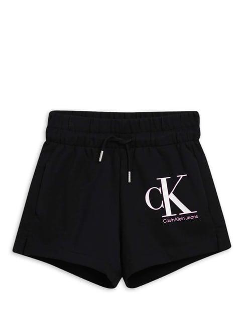 calvin klein jeans kids pitch black cotton logo shorts