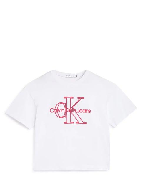 calvin klein jeans kids white logo print t-shirt