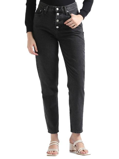 calvin klein jeans loose denim black dark rinse mid rise jeans