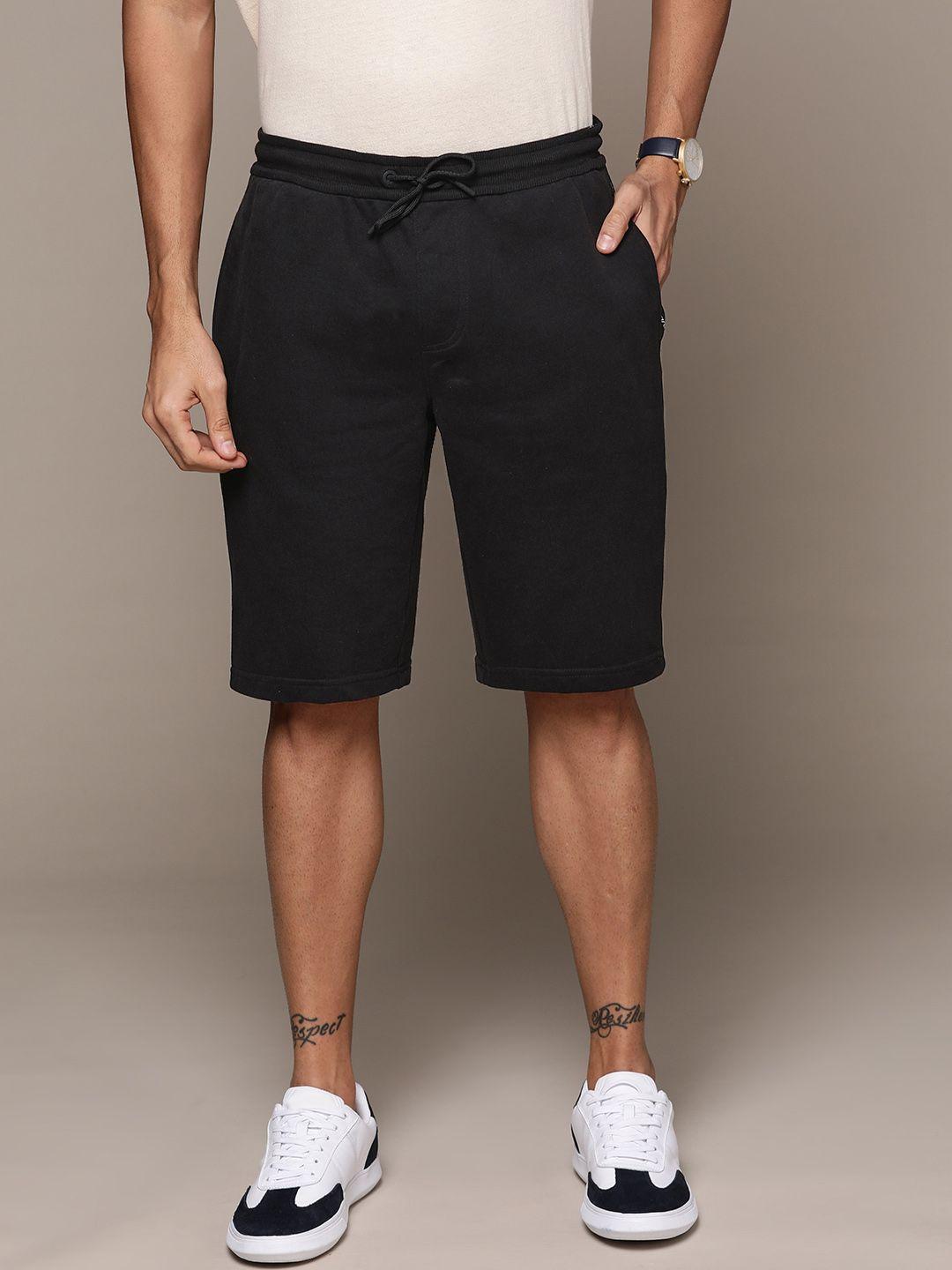 calvin klein jeans men black solid side typography detail shorts