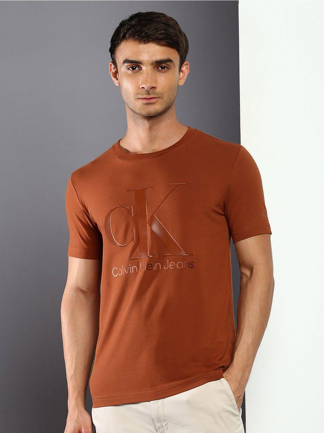 calvin klein jeans men brand logo printed slim fit t-shirt