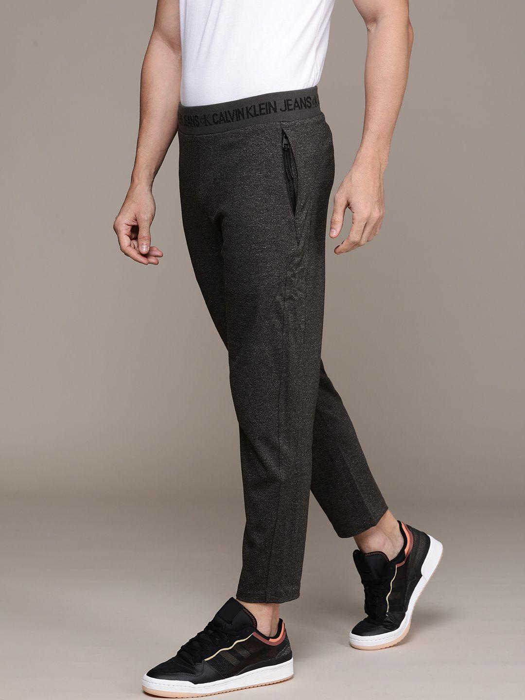 calvin klein jeans men charcoal grey solid track pants