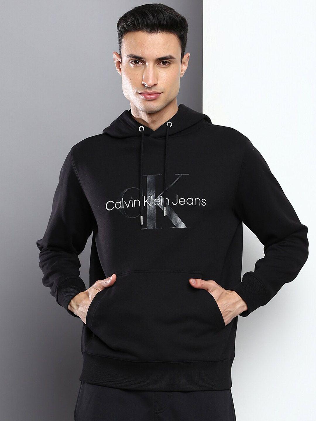 calvin klein jeans men printed hooded cotton sweatshirt