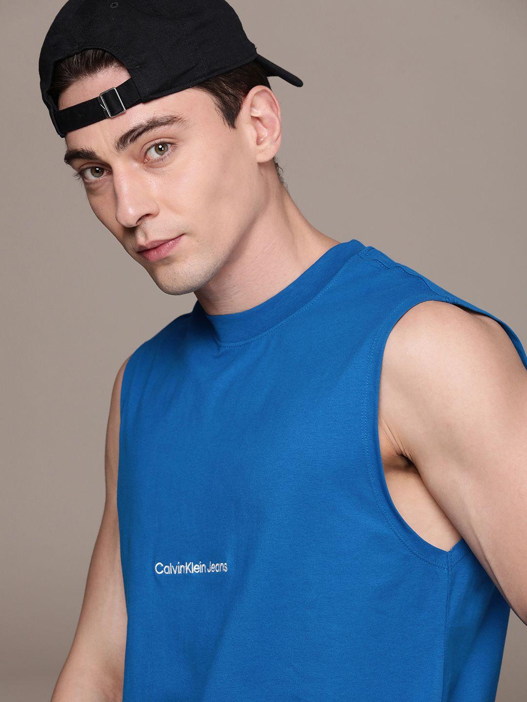 calvin klein jeans men pure cotton brand logo sleeveless tank t-shirt