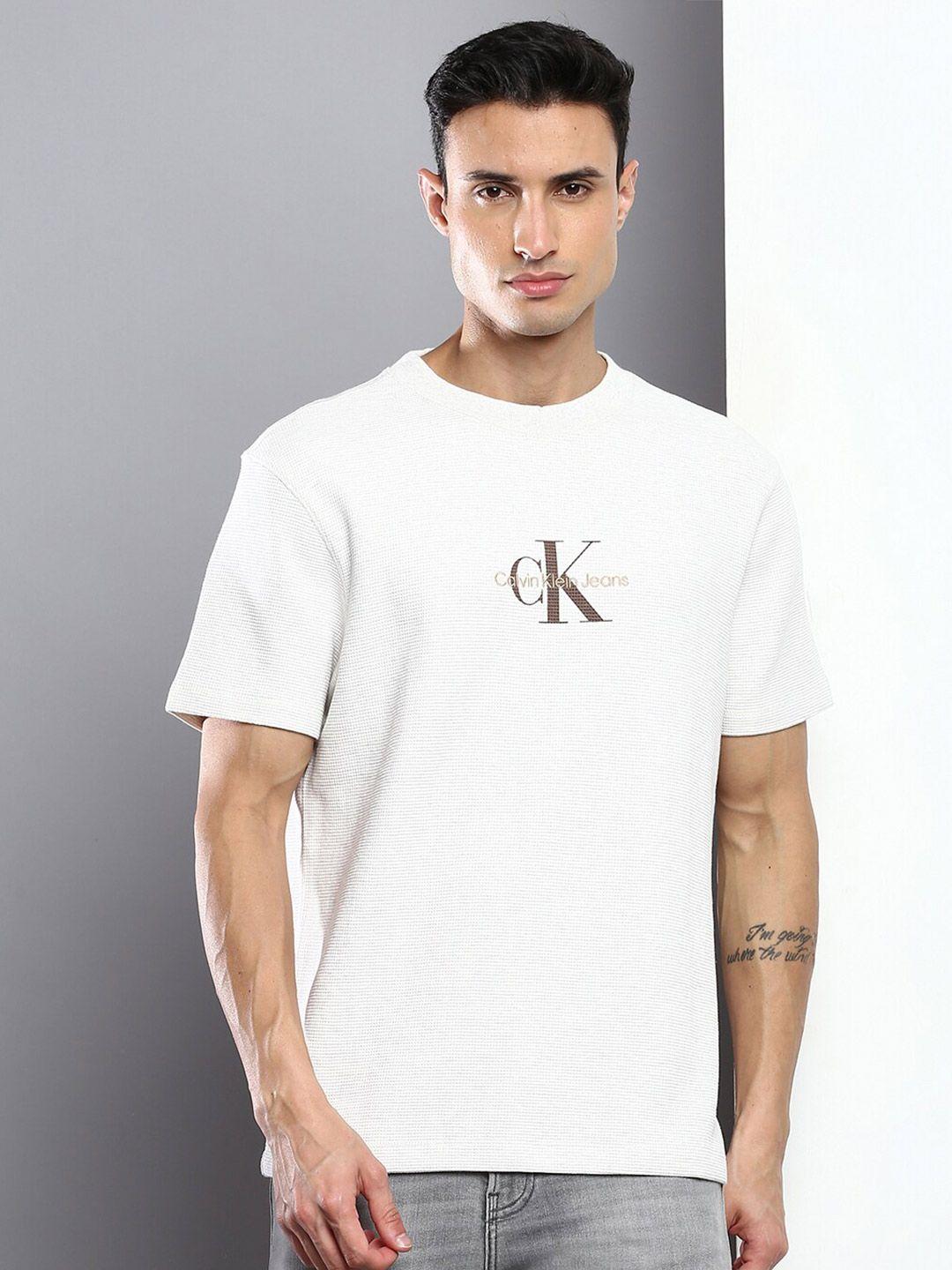 calvin klein jeans men typography printed cotton t-shirt