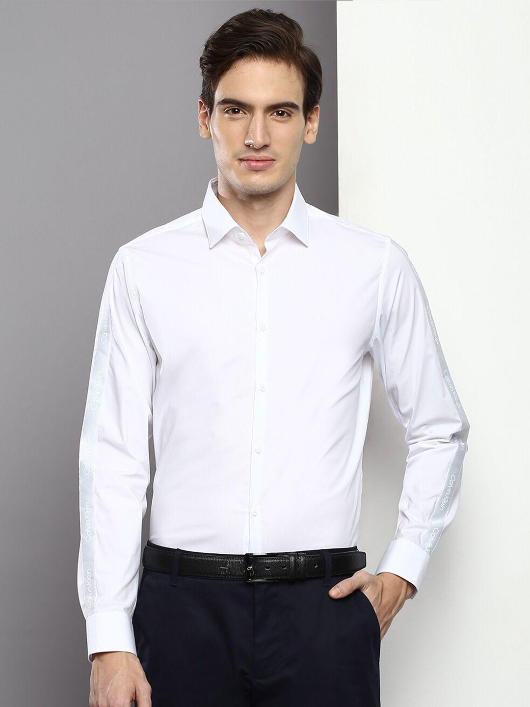 calvin klein jeans spread collar cotton slim fit casual shirt