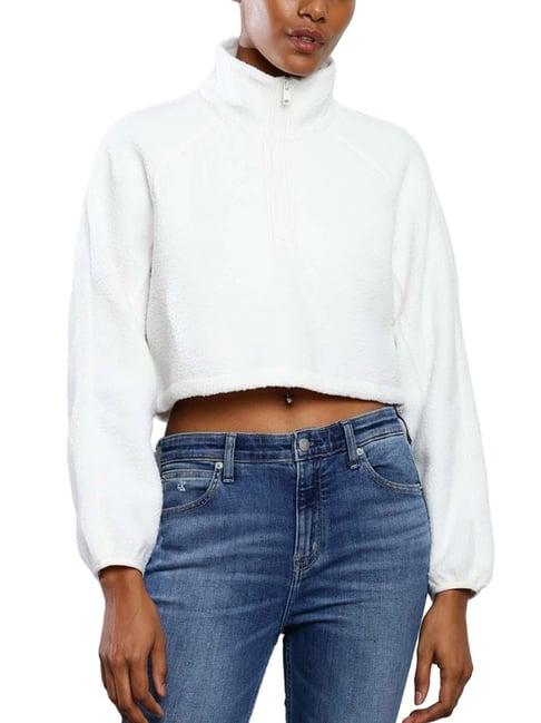 calvin klein jeans white self regular fit sweatshirt