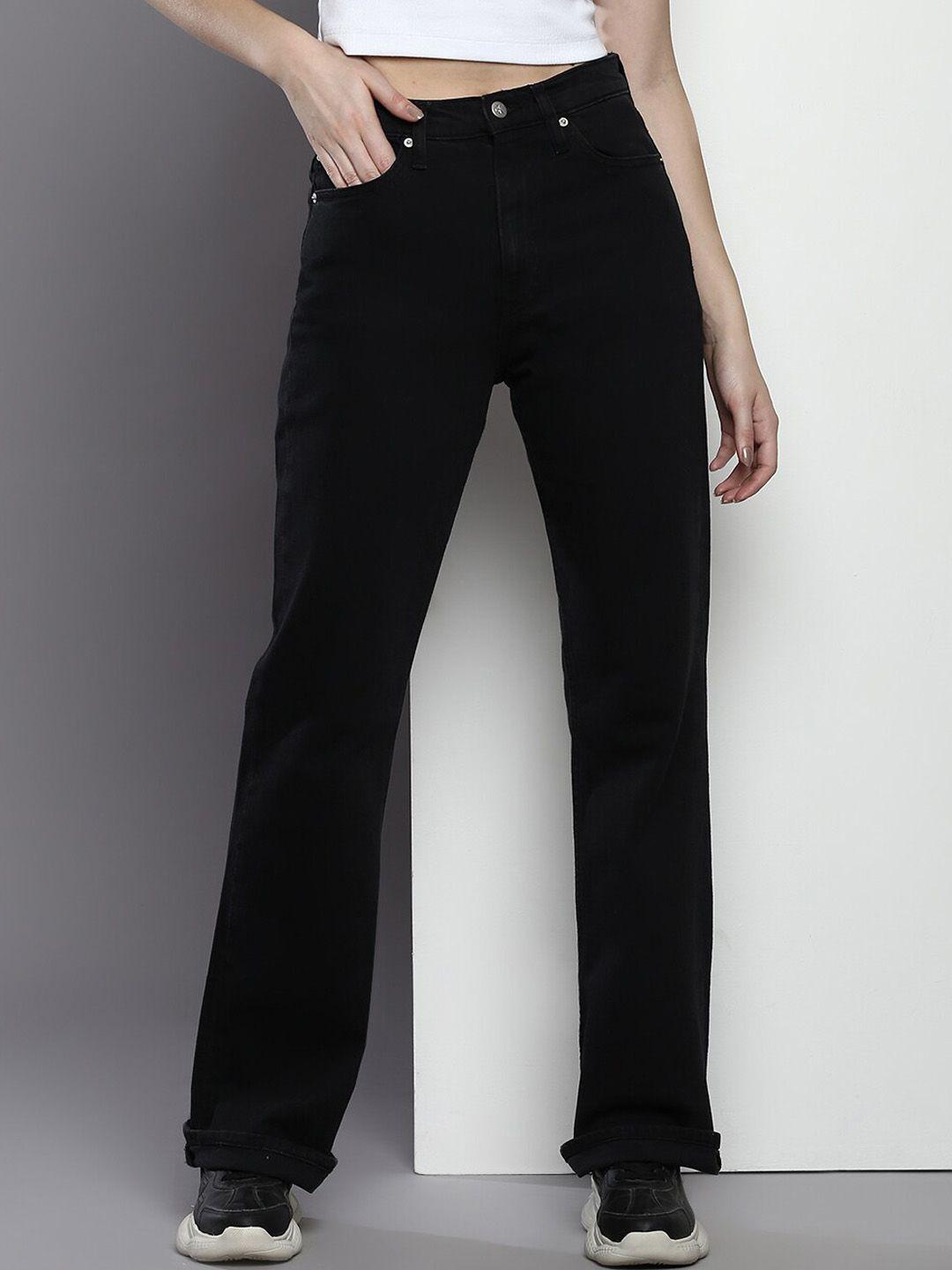 calvin klein jeans women black straight fit stretchable jeans