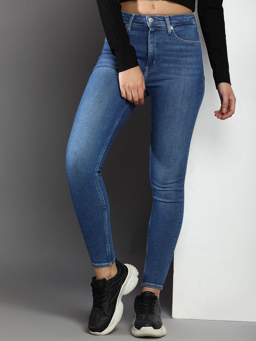 calvin klein jeans women skinny fit high-rise light fade jeans