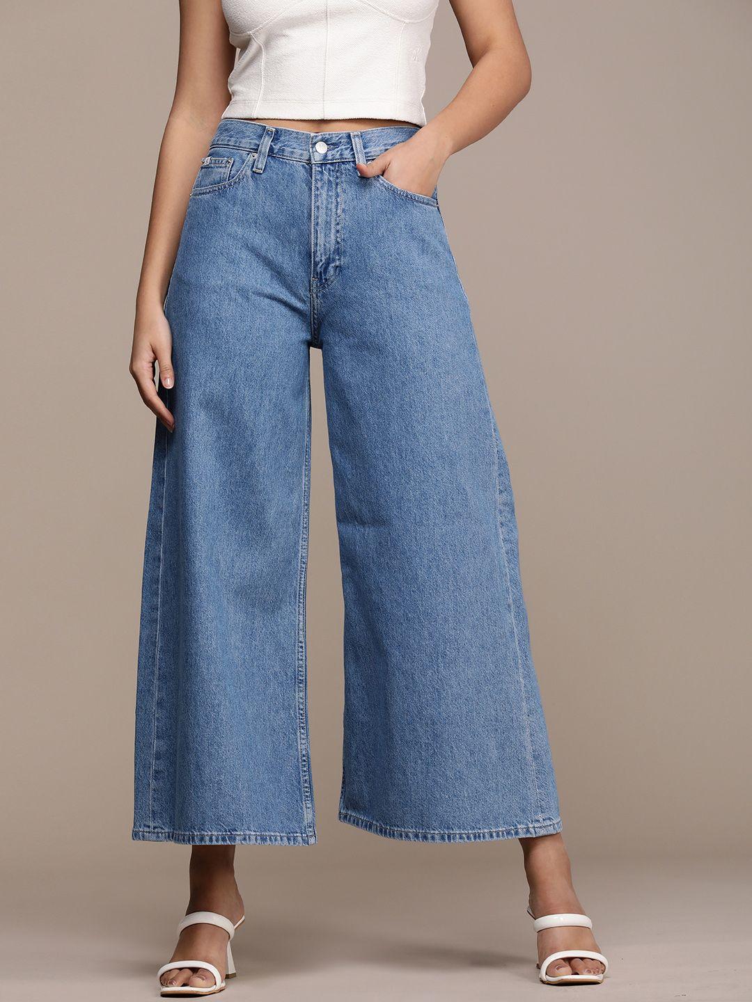 calvin klein jeans women wide leg low-rise jeans