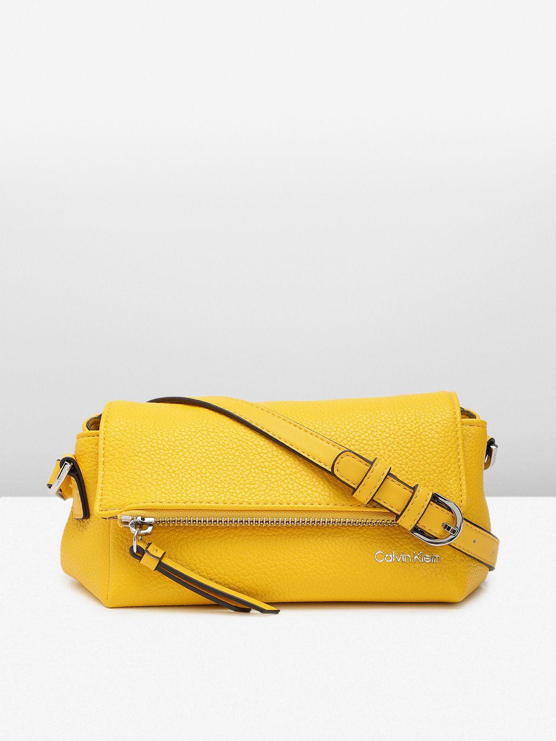calvin klein jeans yellow solid sling bag