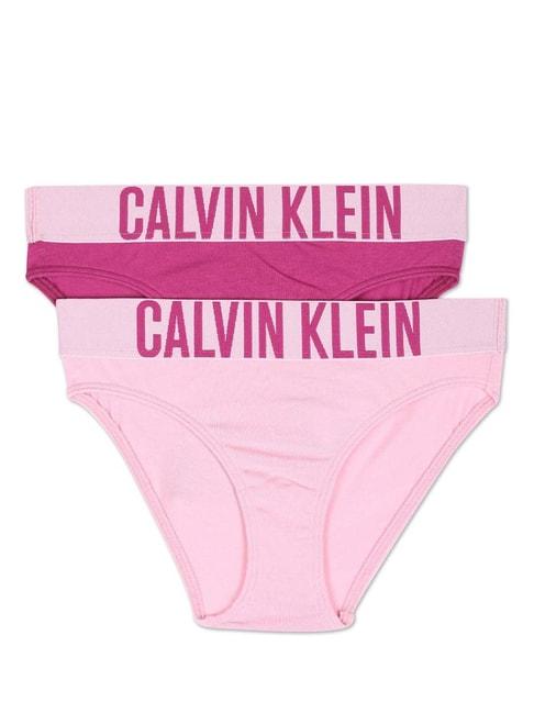 calvin klein kids multicolor cotton logo panty (pack of 2)