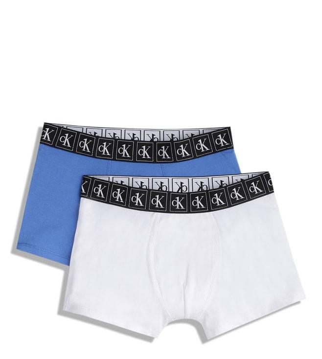 calvin klein kids white & blue logo regular fit trunks - pack of 2