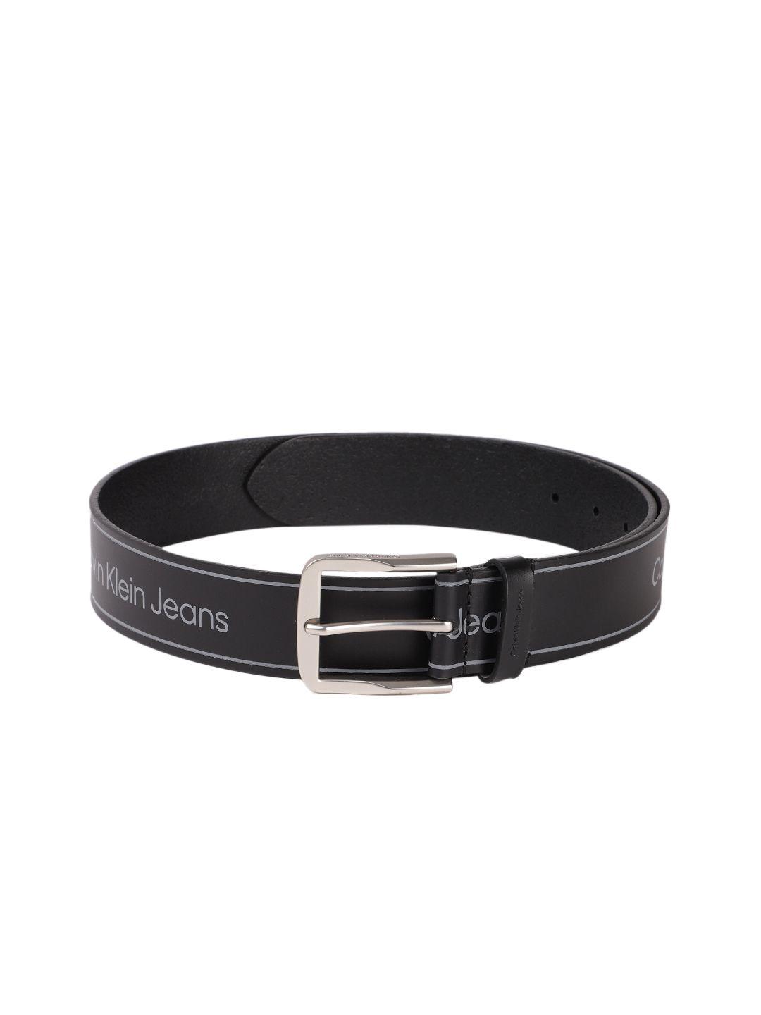 calvin klein men brand logo print leather belt