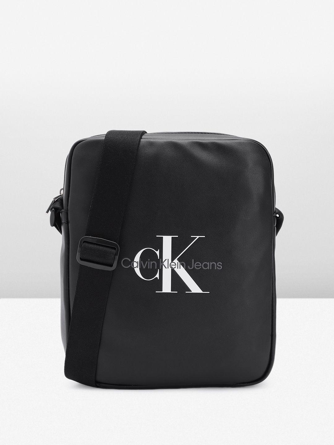 calvin klein men brand logo printed messenger bag