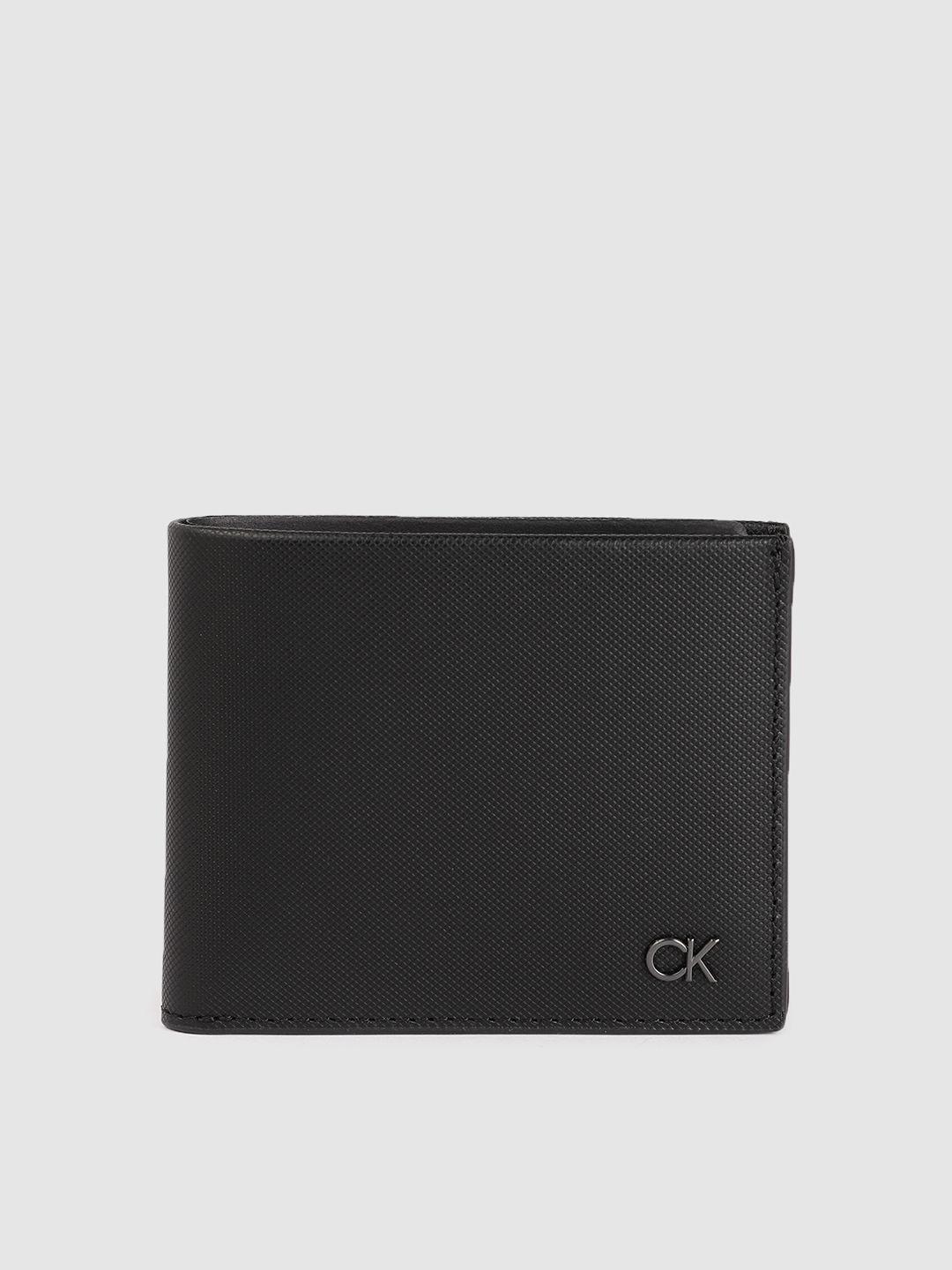 calvin klein men geometric textured leather two fold wallet