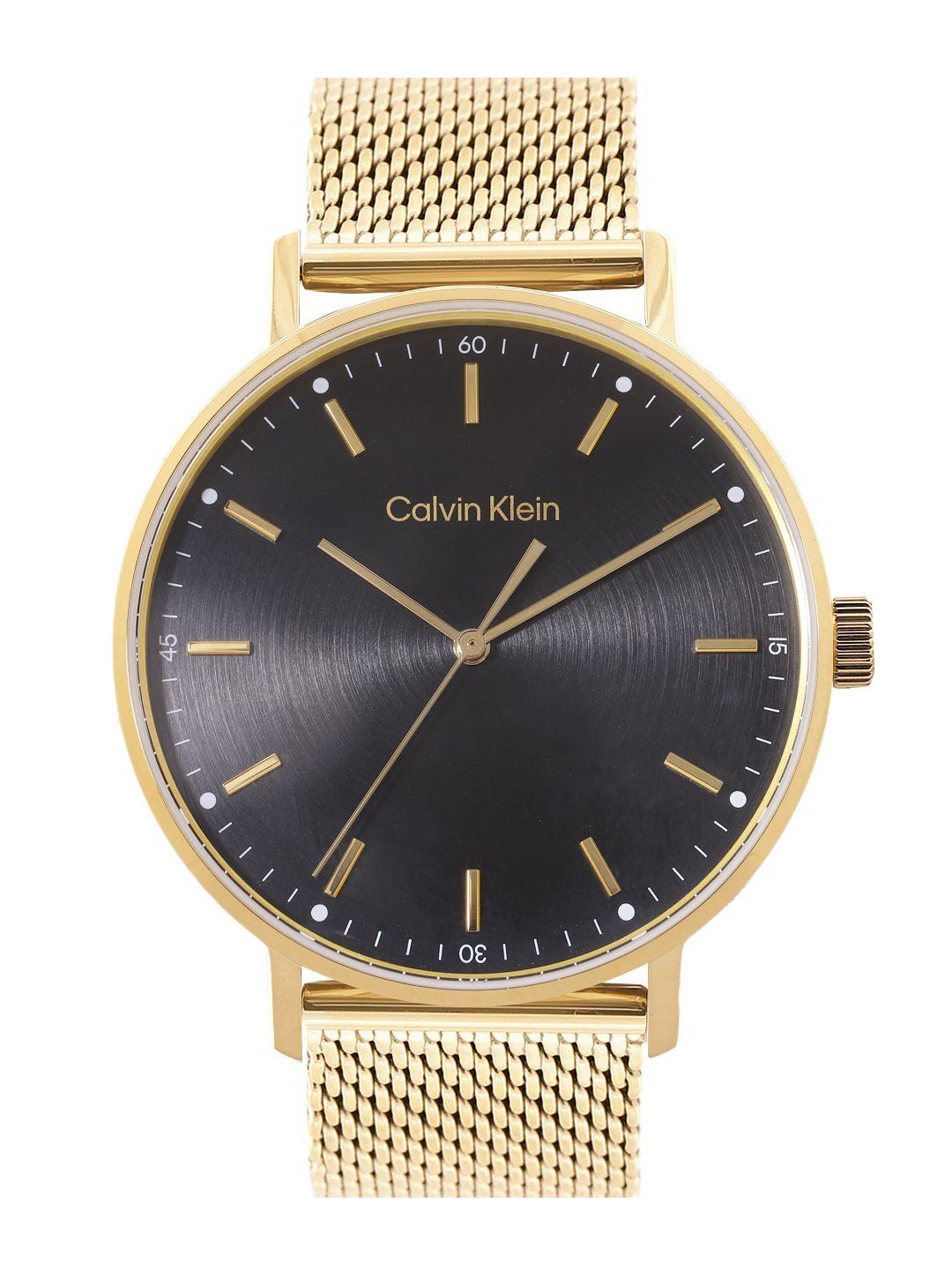 calvin klein men modern mesh bracelet style analogue watch 25200049-black