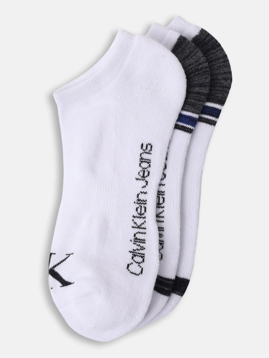 calvin klein pack of 3 logo detail cotton ankle length socks