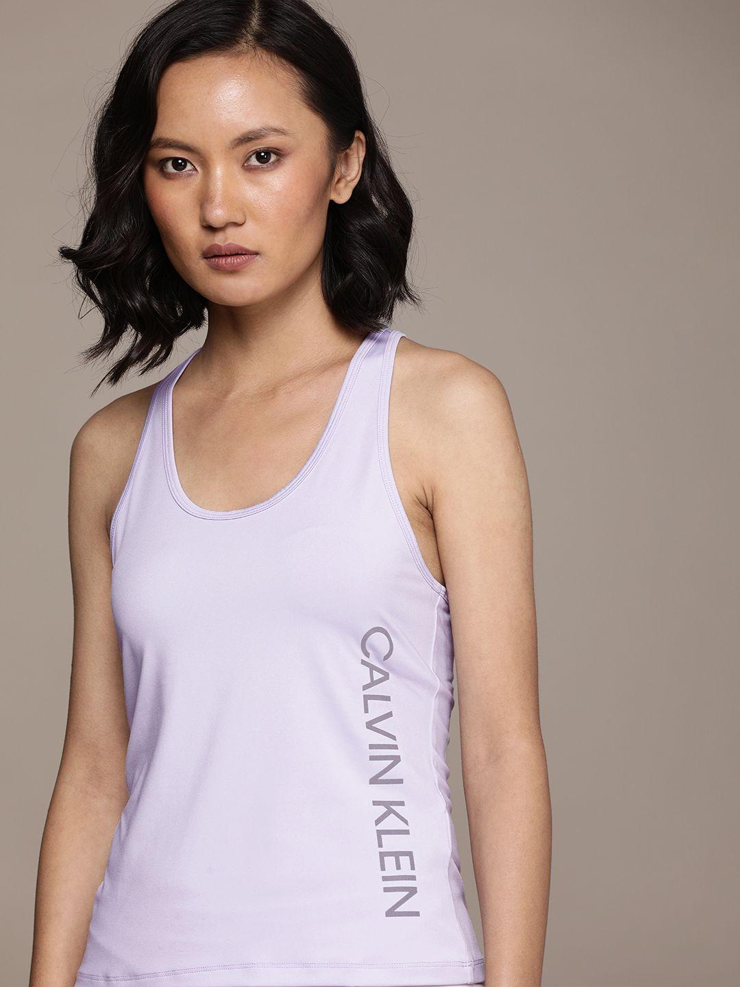 calvin klein performance women lavender typography printed t-shirt
